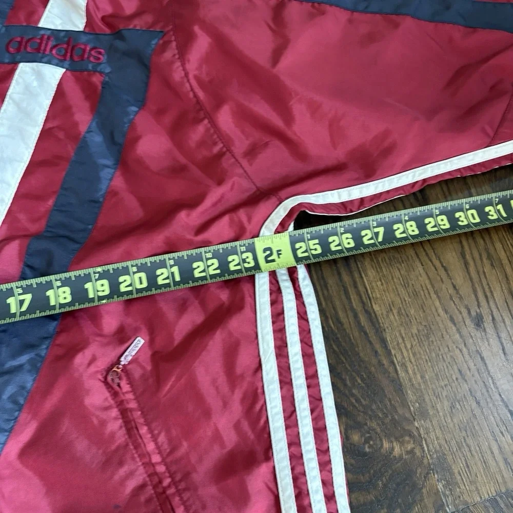 Vtg 90s Adidas Windbreaker Red Navy Geometric Retro Lined Track Baggy Jacket